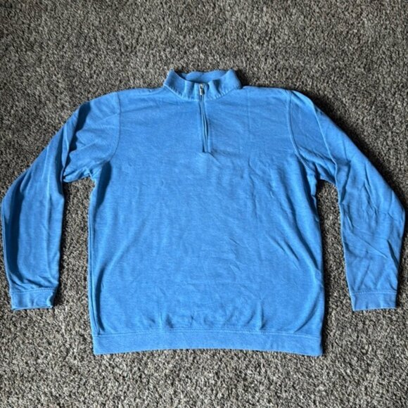 Peter Millar XL Blue Cotton Blend 1/4 Zip Pullover - Picture 2 of 11